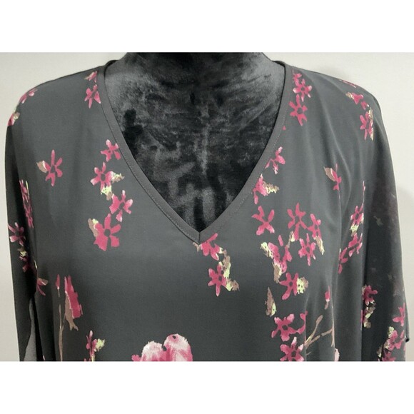Lotussmile Women Black With Sheer Floral Tunic XXXL - Picture 3 of 11